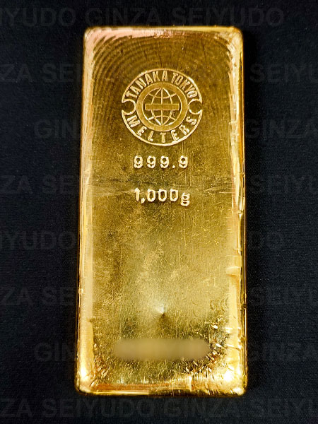 田中貴金属の金1kgインゴット1本を小分け加工し、一部をお買い取り 実績写真
