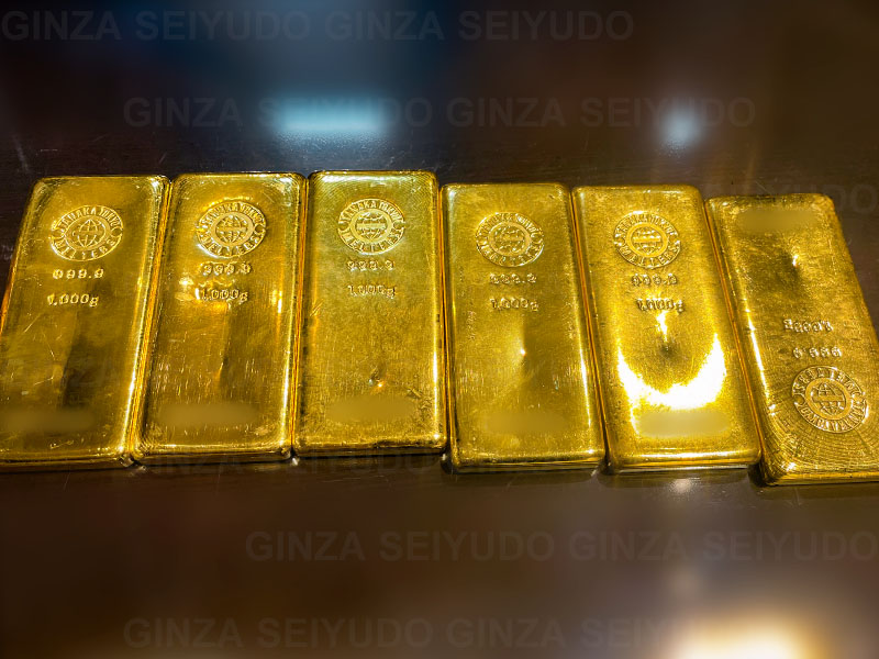 田中貴金属の金1kgインゴット6本を小分け加工し、一部をお買い取り 実績写真